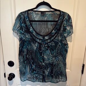 Chic Soul Women's Blue and Black Sheer Top